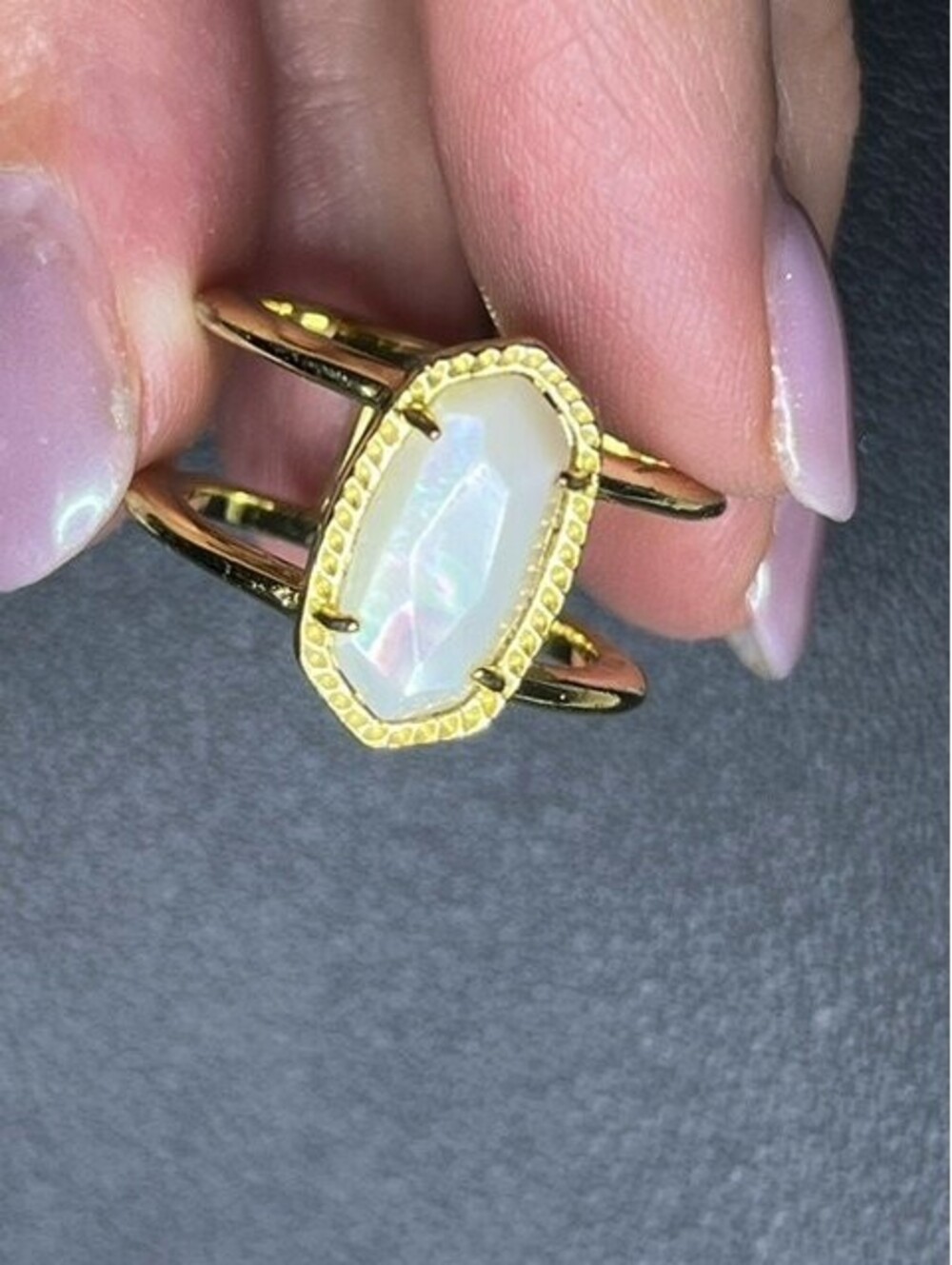 B7563 Kendra Scott Elyse double Band Statement Ring  Gold Plated sz 8